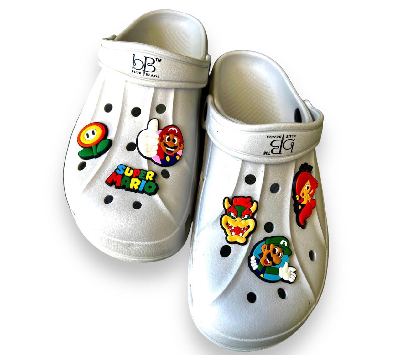 BLUE BEADS Soft Mens Classic Casual Clogs/Sandals with Random 6Pcs Charms/Adjustable Strap for Adult Mules for Gents/Boys (White, 9) (B0CNGSSTTP) Amazon Price History, Amazon Price Tracker