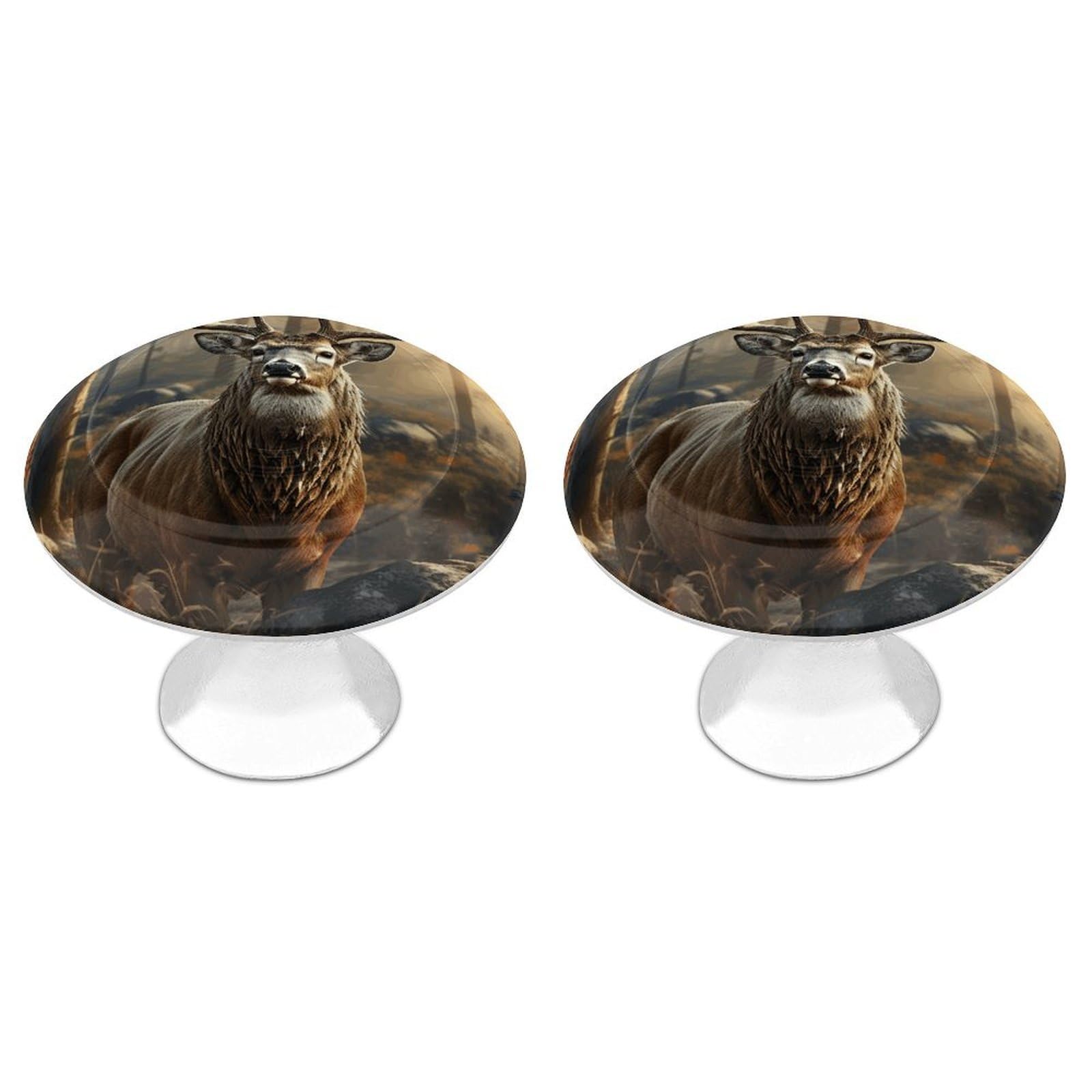 Vstadank Style Deer Hunting Season Drawer Knob Round Dresser Sturdy Drawer Pulls With Mounting Screws Kitchen Stainless Steel Modern Decorative Handles For Cupboard Closet Bathroom
