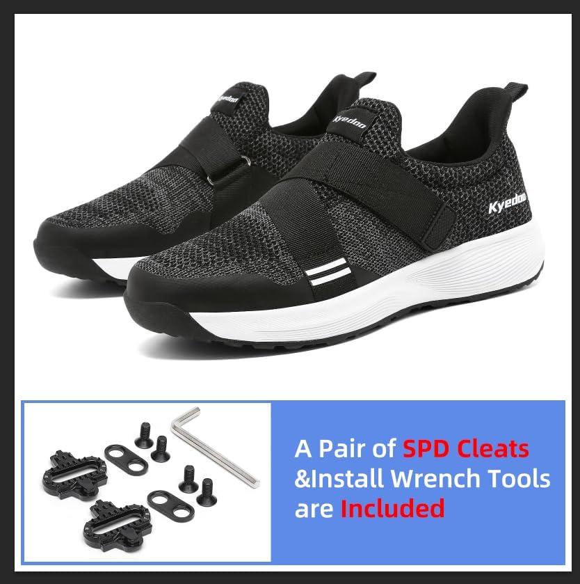 Miniatura 2 de Kyedoo Zapatos de ciclismo de interior para hombre compatibles con tacos SPD, cómodos zapatos de bicicleta para caminar, CEATS incluidos