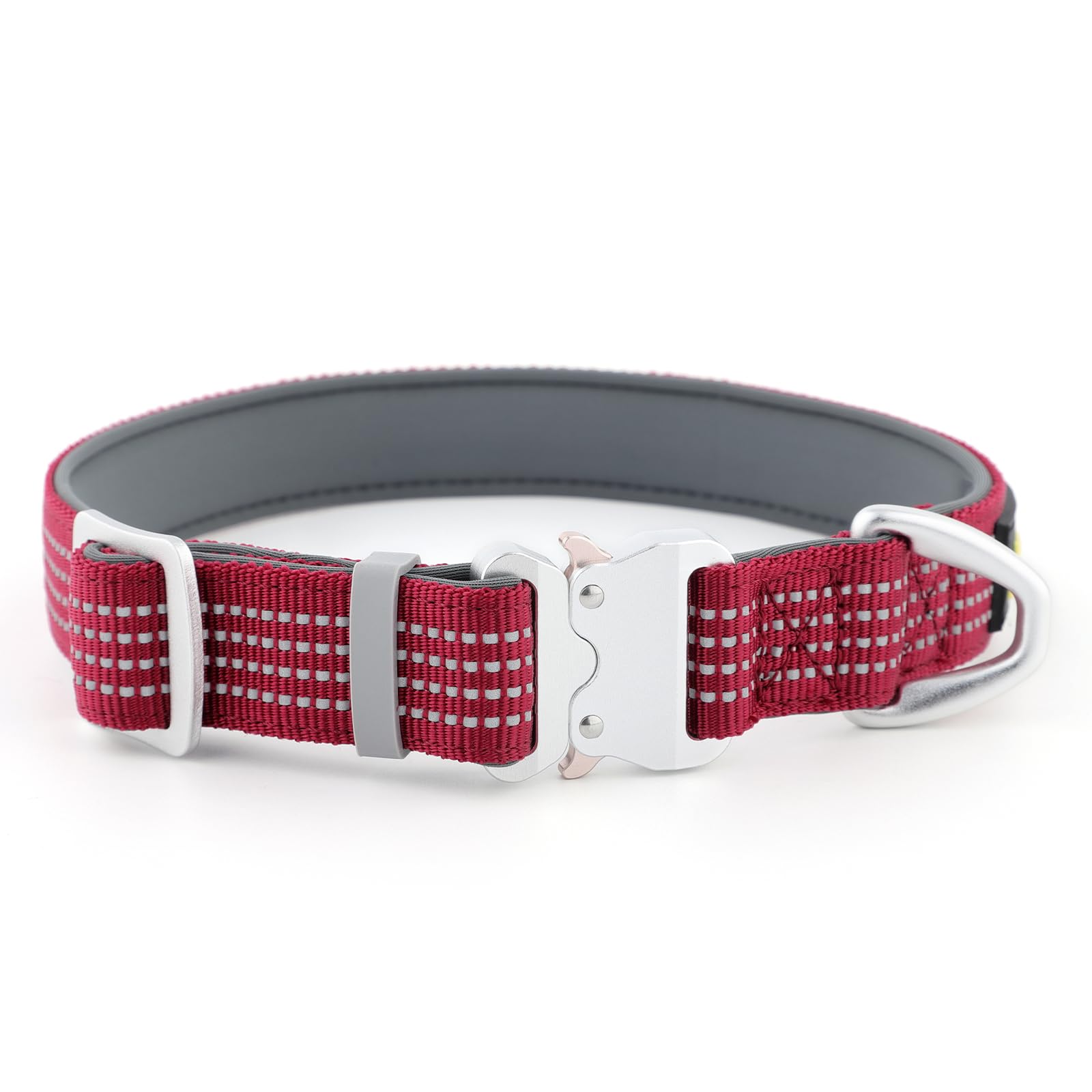 Plutus Pet Reflective Dog Collar with Aviation Aluminum Buckle, Neoprene Padded for Comfort, Lightweight, Heavy Duty Nylon Collar for Puppy Small