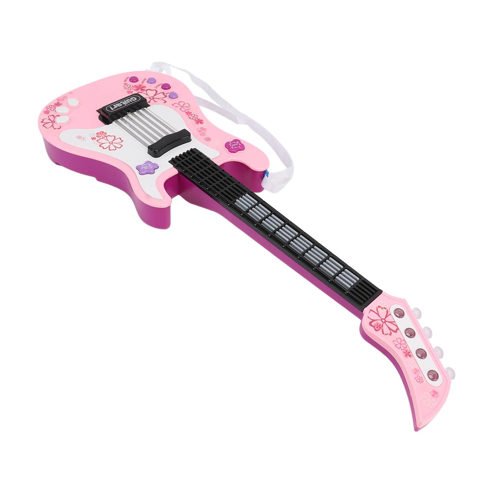 Cosiki Elektroniczna Zabawka Gitarowa, Połączenie Mikrofonowe z Wykrywaniem w Podczerwieni, Oszczędzanie Energii, Symulacja Dzieci, Gitarowa światło, 4 Tryby Gry dla Wczesnej Edukacji (Różowy)