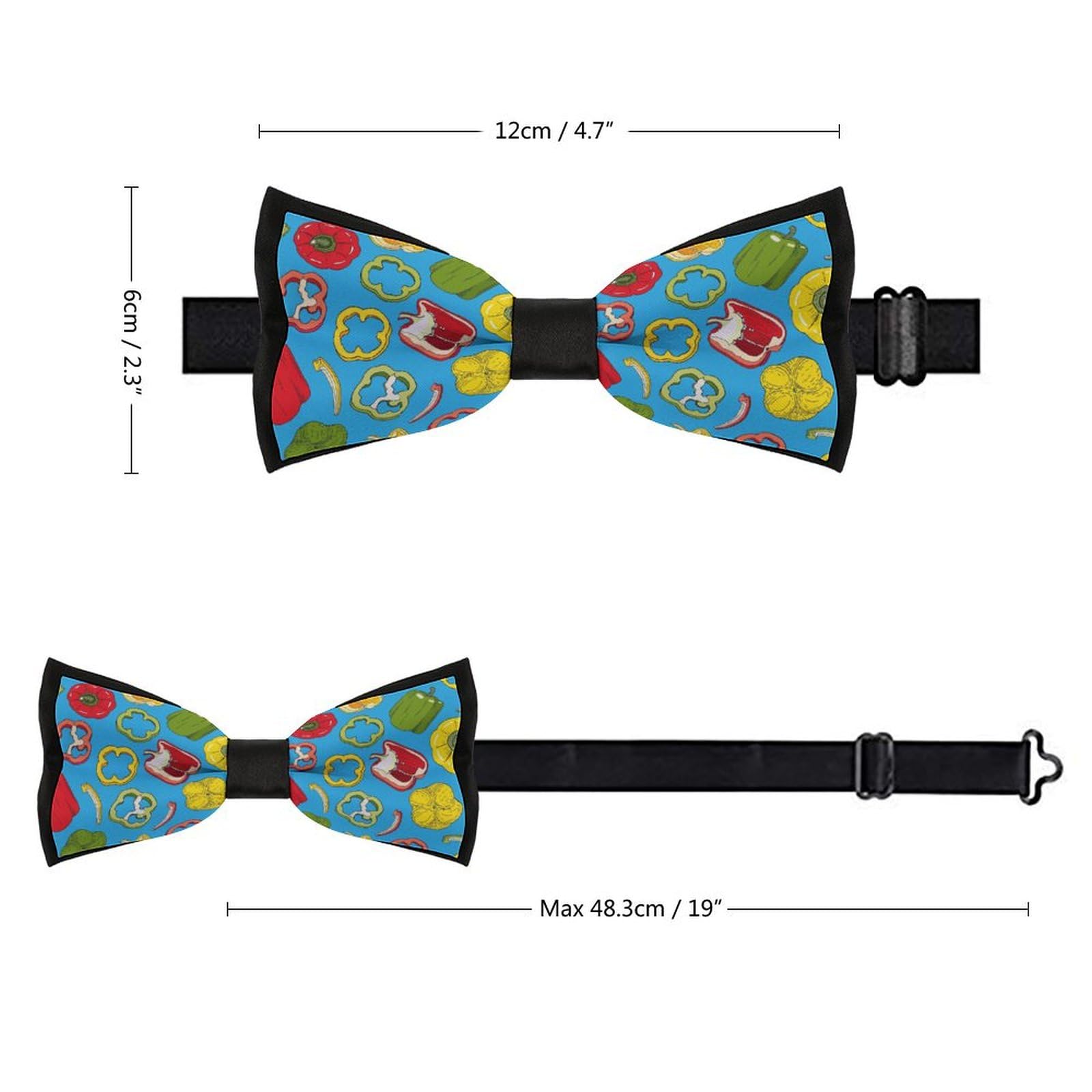 GoasNei Chili And Pepper Pattern Bow Tie for Men Adjustable Necktie Funny Tie Neck Ties for Weddings Party