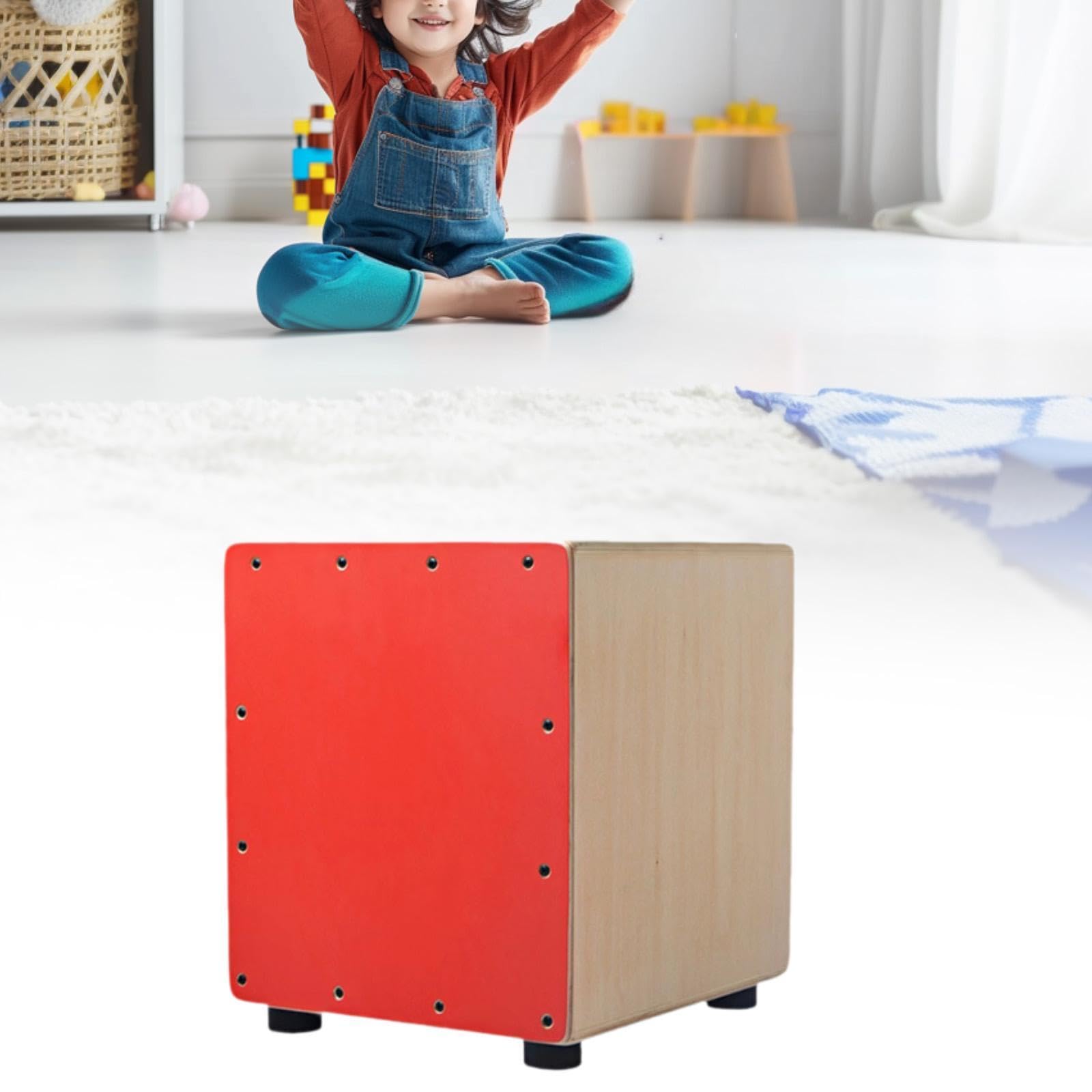 Perfeclan Tambor de Madera para Niños, Instrumento de Percusión, Juguete Educativo, Rojo