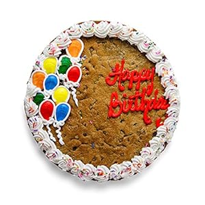 The Great Cookie 13-inch ‘Happy Birthday Balloon” Giant Cookie Cake (Chocolate Chip Cookie)