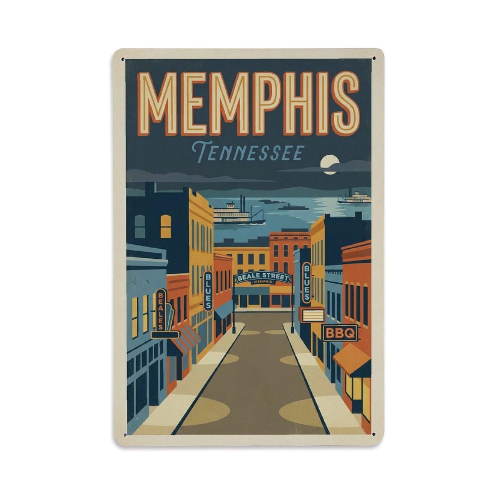 Xanthor Style Retro Travel Usa Memphis Metal Tin Sign