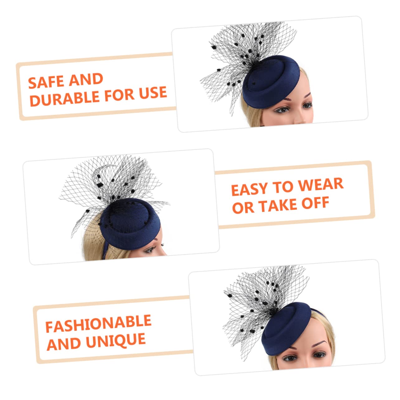 FRCOLOR 4pezzi Fascinator da Donna con Velo Elegante e Clip per Cappello da Tea Party Rete per Cerimonie e Occasioni Speciali Accessorio Femminile Versatile per Matrimoni e Feste