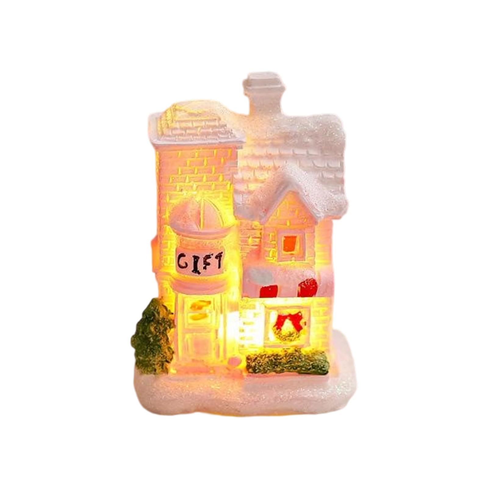 carotoe Holiday Season Cottage Ornament Decorative Light Up House with Resin Construction for Kids Rooms and Outdoor Use Kids Room Glowing Holiday Decoration