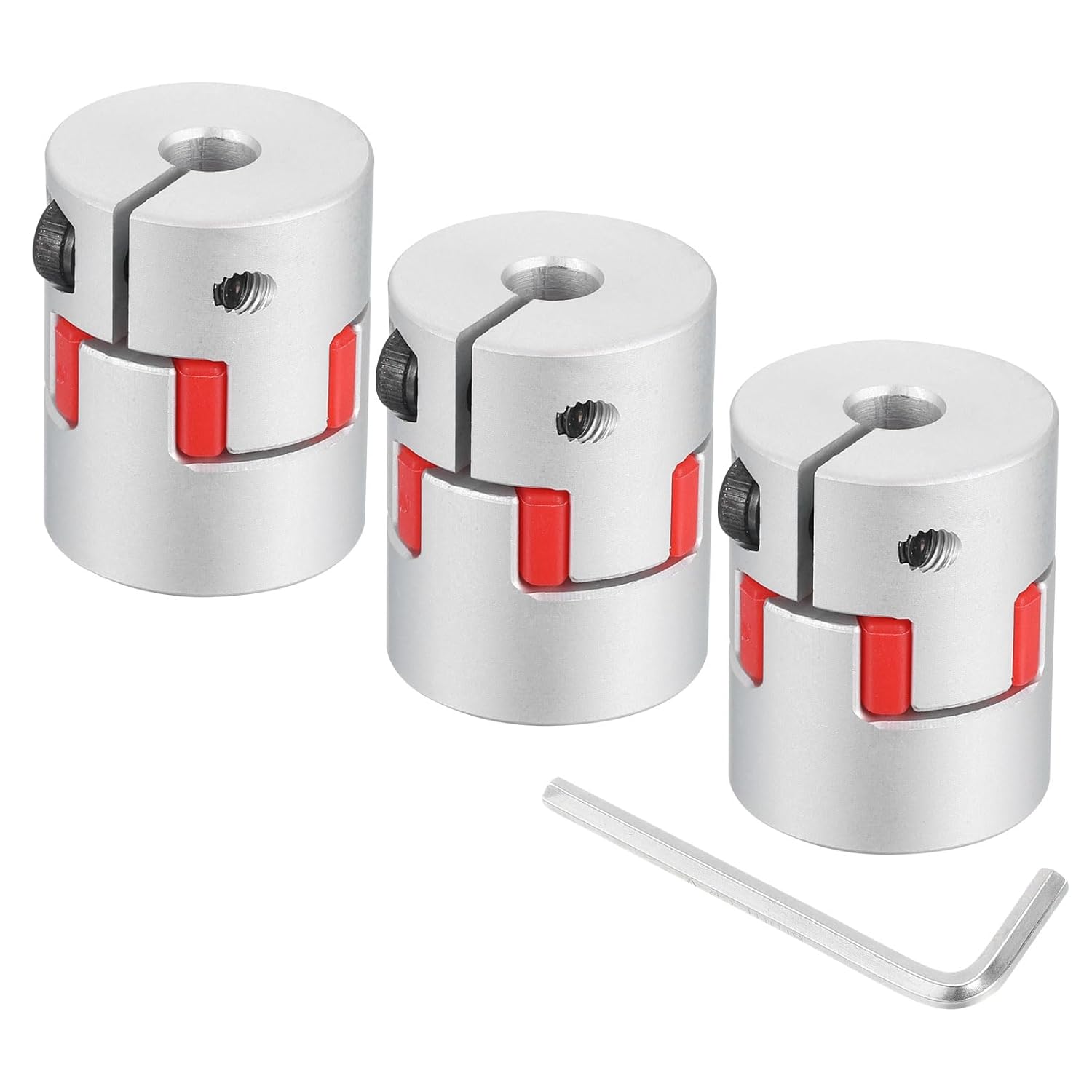 uxcell 3pcs D20 L25 8mm to 8mm Flexible Plum Shaft Coupling Aluminum Motor Connector Flexible Spider Coupler for 3D Printer CNC Machine and Servo Stepper Motor (Silver Tone/Red)