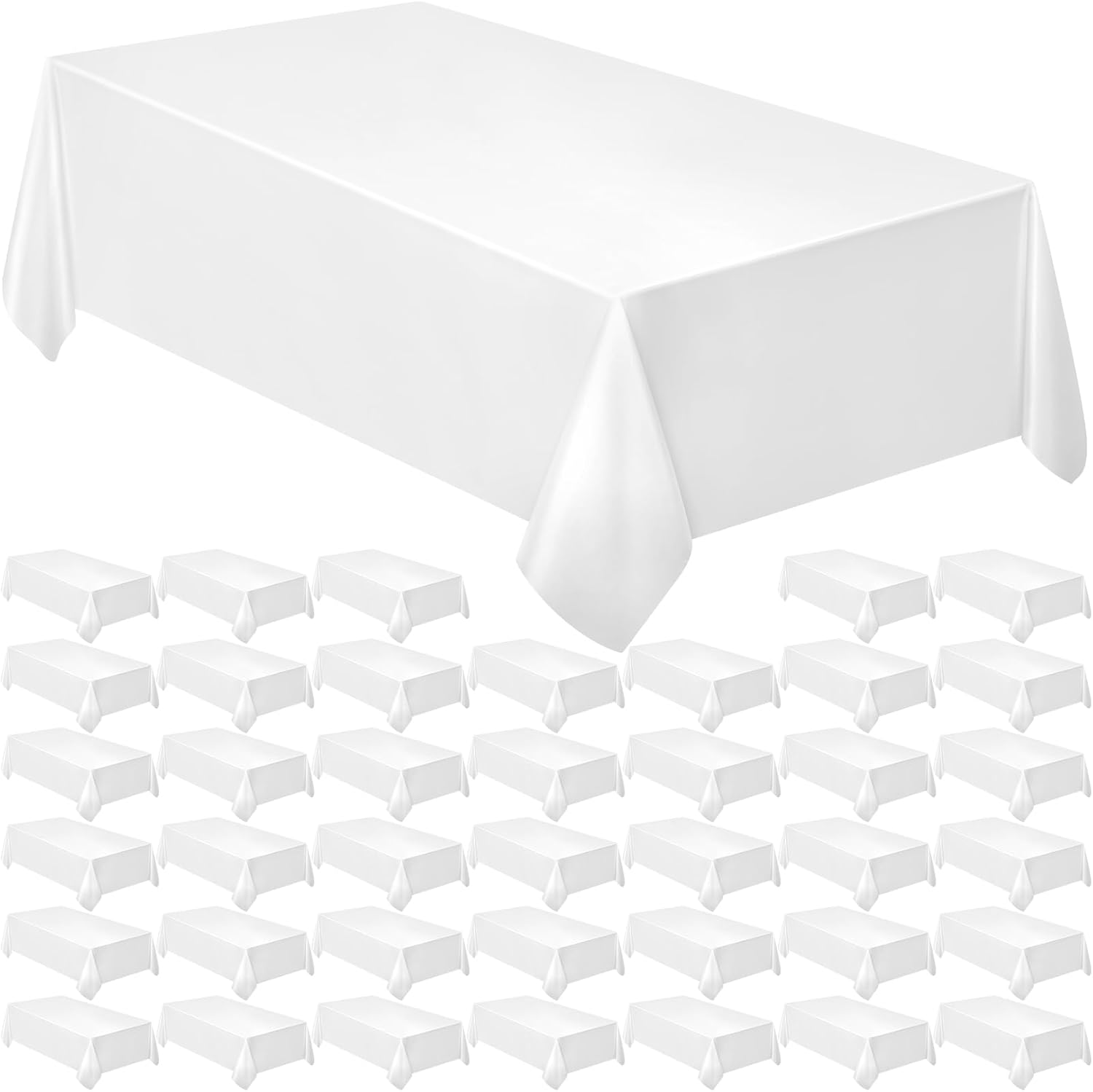 40 Pcs Rectangle Polyester Tablecloth Bulk 84 x 58 Wedding Rectangular Tablecover in Bulk Washable Fabric Table Cover for Dining, Buffet Parties, Picnic, Events, Weddings, Restaurants(White)