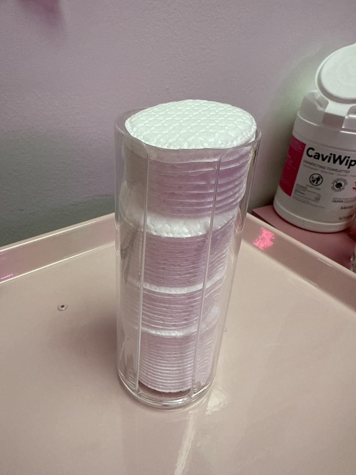 BBDOU Cosmetic Cotton Pad Holder - Acrylic Makeup Remover Organizer with Dispenser & Storage Rack