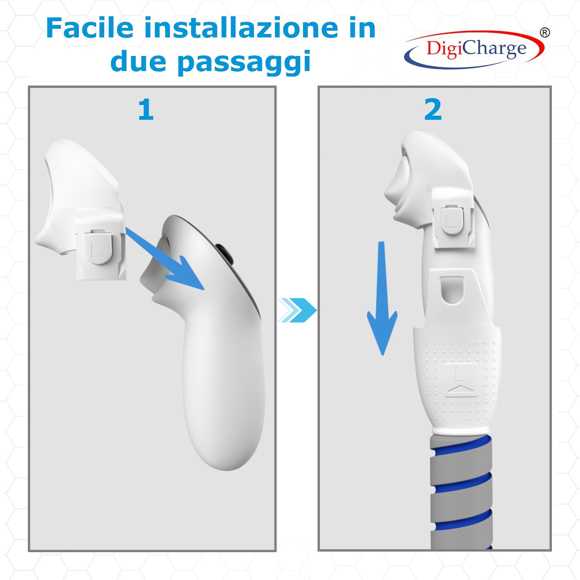 Digicharge Attacco maniglia 3 in 1 compatibile con accessori Meta Quest 3S / 3S Xbox ed/Quest 3 Oculus, maniglie Beat Saber Bastoni, impugnatura di estensione per controller VR Gorilla Tag Golf Club