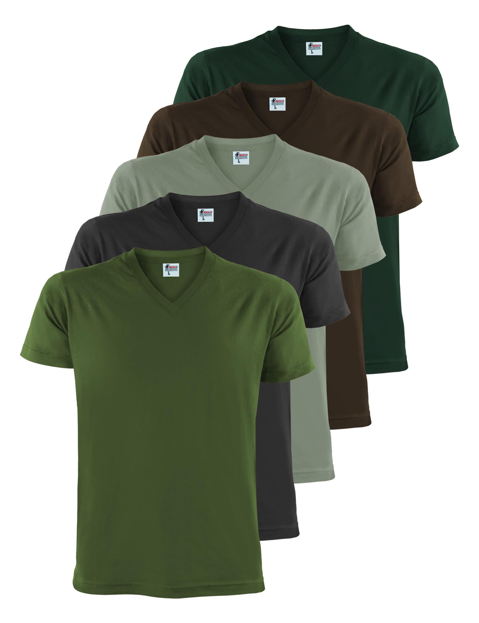 ALPIDEX T-Shirt Magliette da Uomo Confezione da 5 con Scollo a V - Taglie S M L XL XXL 3XL 4XL 5XL