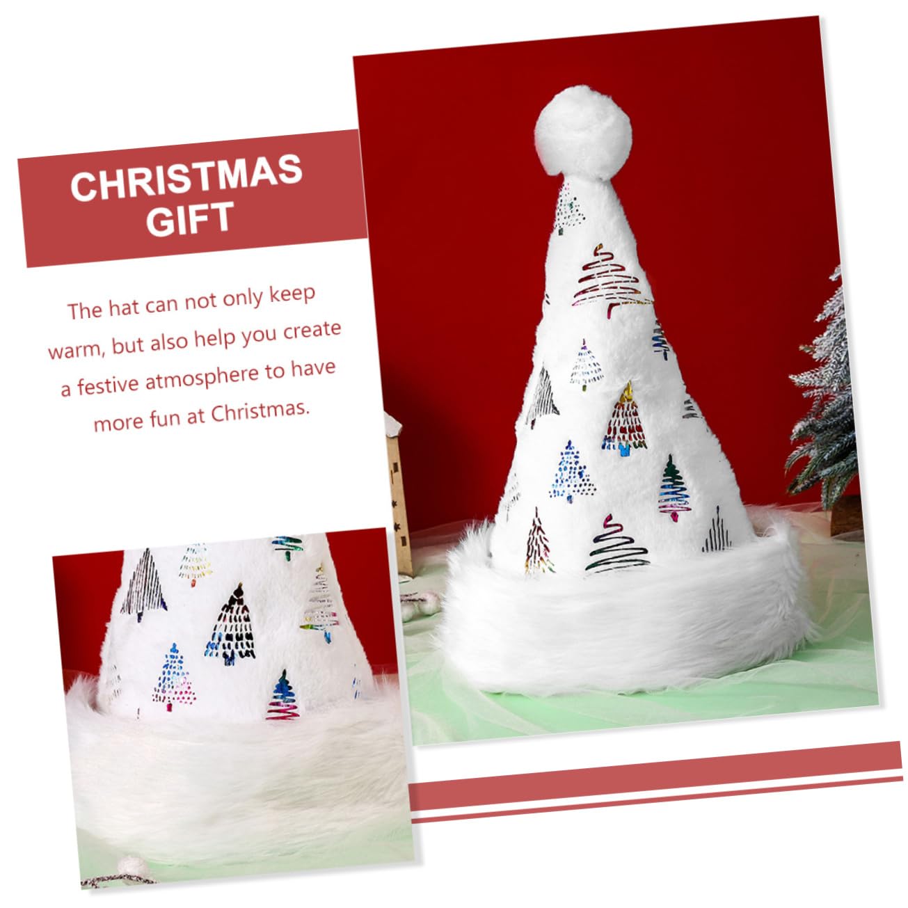PACKOVE Weihnachtsmütze weihnachtsbekleidung weihnachtsklamotten weihnachtdeko Cosplay-Kappe Weihnachtsmannmütze Cosplay-Weihnachtsmann-Mütze Stoff Colorful
