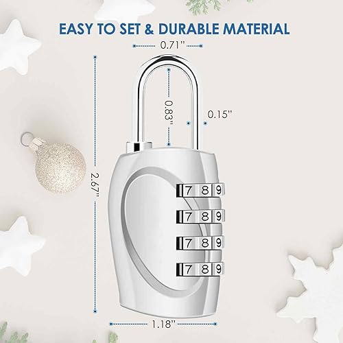 Miniatura 4 de Paquete de 2 cerraduras de combinación, candado de aleación resistente de 4 dígitos, cerraduras de equipaje de viaje al aire libre impermeables para