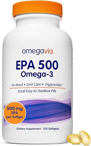 OmegaVia Aceite de pescado omega-3 EPA 500 120 cápsulas 500 mg de EPApíldora fórmula EPA de alta pureza forma de triglicéridos certificado IFOS 5