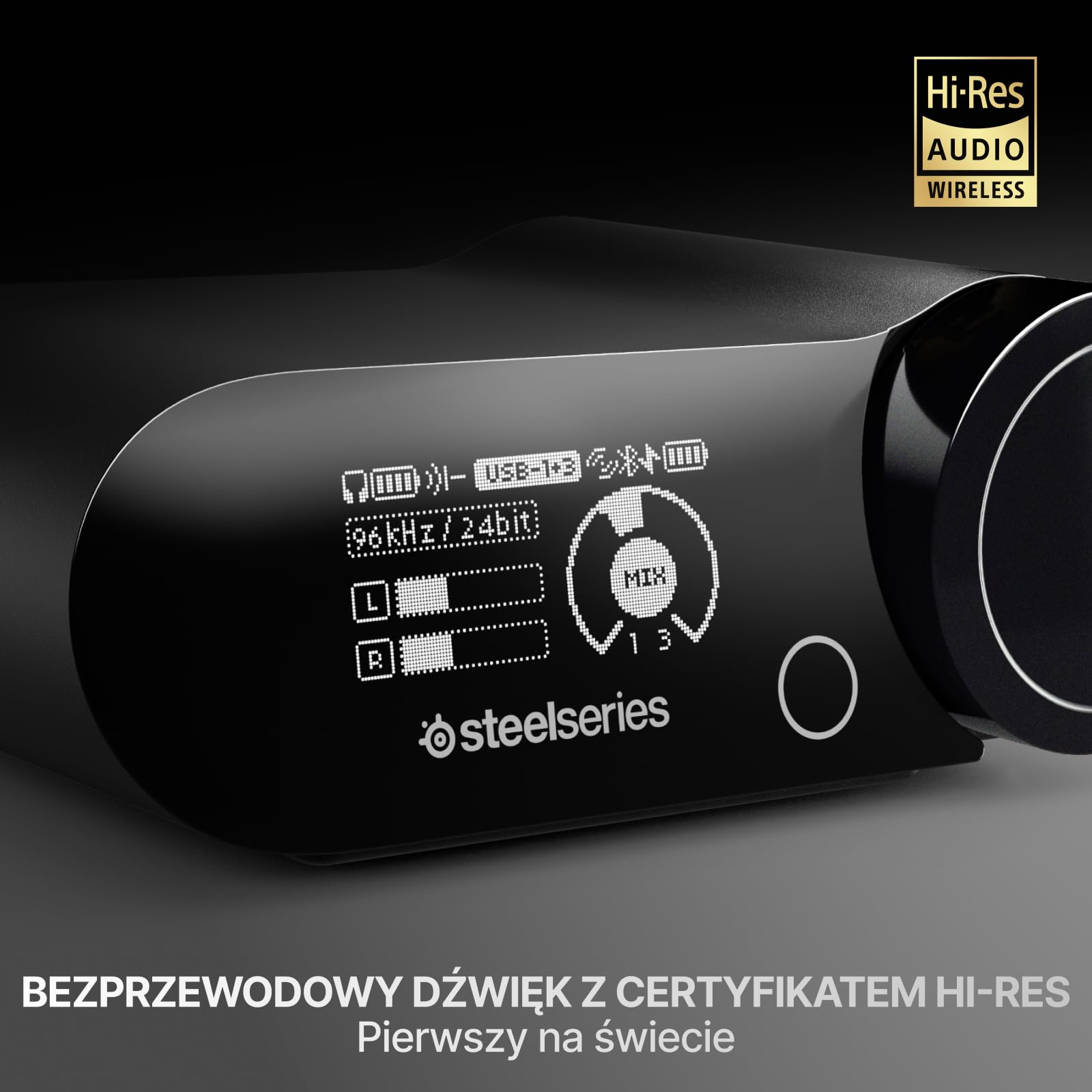SteelSeries Arctis Nova Elite – Bezp. zestaw słuch. Hi-Res - 96 kHz/24 bitów - Głośniki z wł. węgl. - ANC - Red. szumów SI - Aplik. - 2,4 GHz + BT - Miks wielu źródeł - OmniPlay PC+PlayStation+Xbox