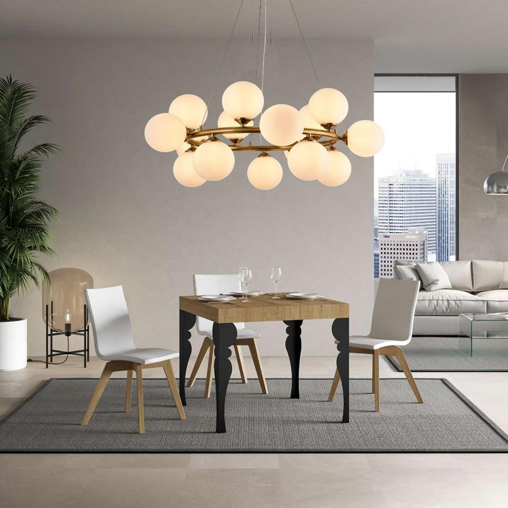 Vetrineinrete® Lampadario contemporaneo in metallo bronzo lampada a sospensione per soggiorno openspace 15 sfere attacco G9