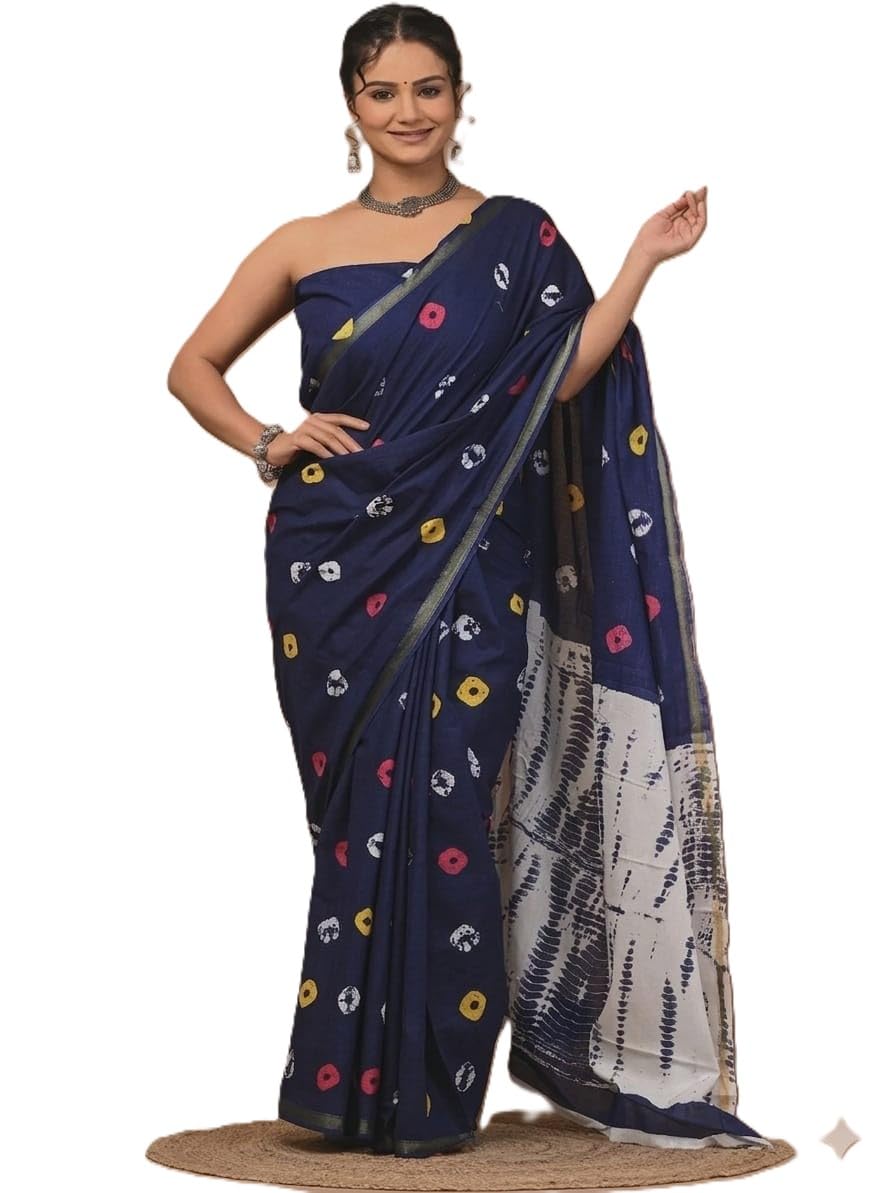 Women’s Linen Cotton Digital Print Saree with Blouse Piece | Lightweight Printed Saree for Office, Daily Wear & Casual Ethnic Look-picture-50