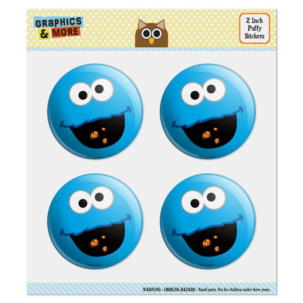 Sesame Street Cookie Monster Face Puffy Bubble Dome Scrapbooking Crafting Sticker Set