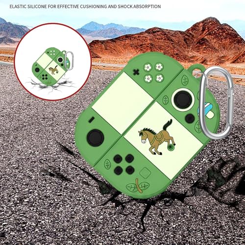 Image of Anvique Silicone Case Cover for Oneplus Nord Buds 4 Pro, Scratch Resistance, Shock Absorption, with Premium Carabiner (Horse Light Green)