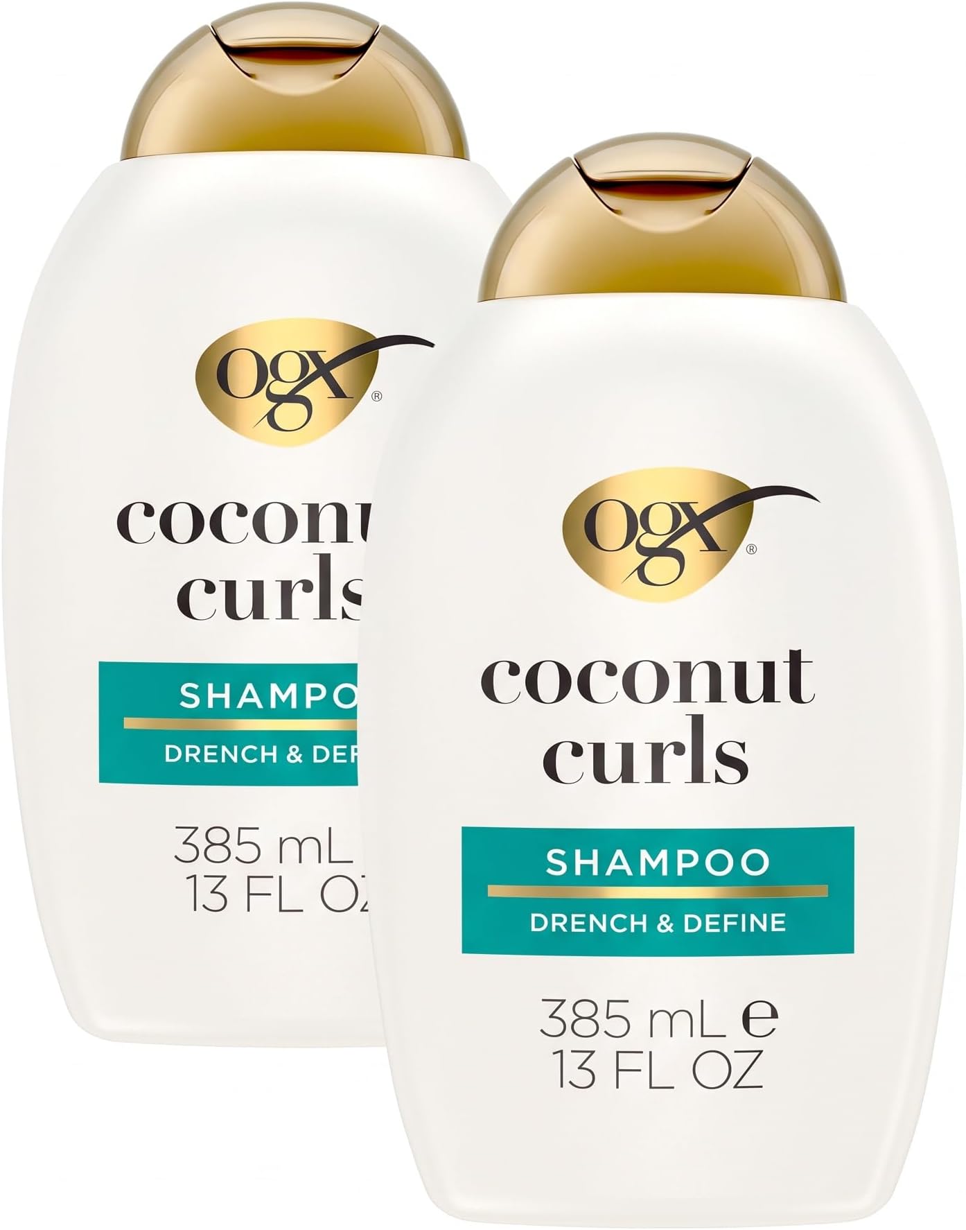 OGX Curly Hair Shampoo, 13 fl oz, Pack of 2 | Coconut Oil | Curl-Defining | Hydrating | Sulfate-Free