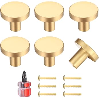 Yibaijia Pack of 6 cabinet handles, gold, golden brass drawer knobs | Door Kitchen Fittings Cabinet Knobs, Stainless Steel Si