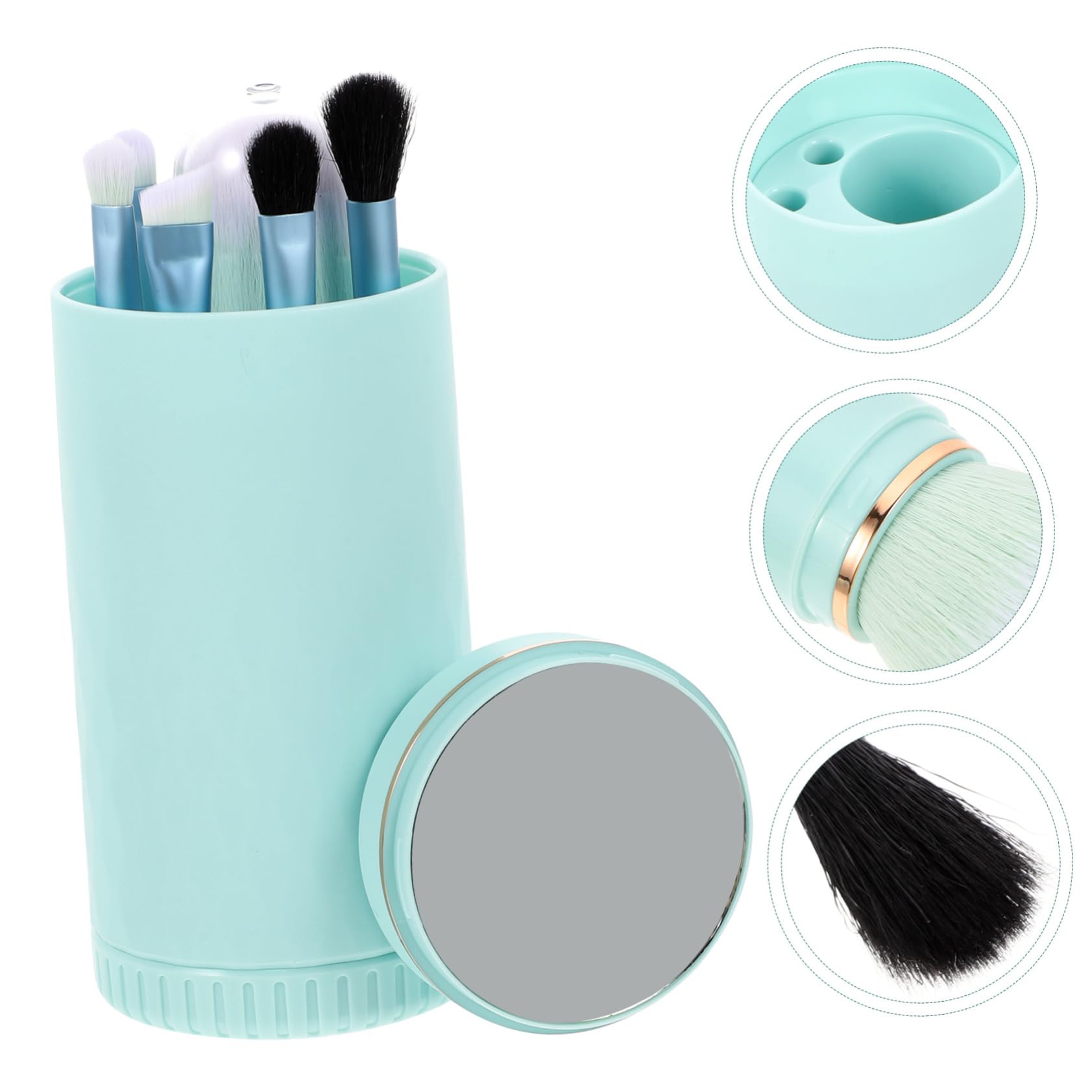 Healeved 4ensembles Set De Pinceaux De Maquillage Portable De Pinceaux Avec Miroir Outils De Pour Visage Et Fard à Paupières Trousse De Voyage Pratique Transparent