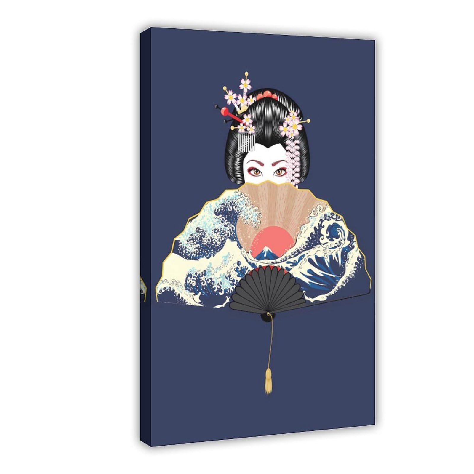 QNVJQKDSI Japanese Geisha Art (21) Canvas Poster Wall Art Decor Print Picture Paintings for Living Room Bedroom Decoration 16" L X 24" W