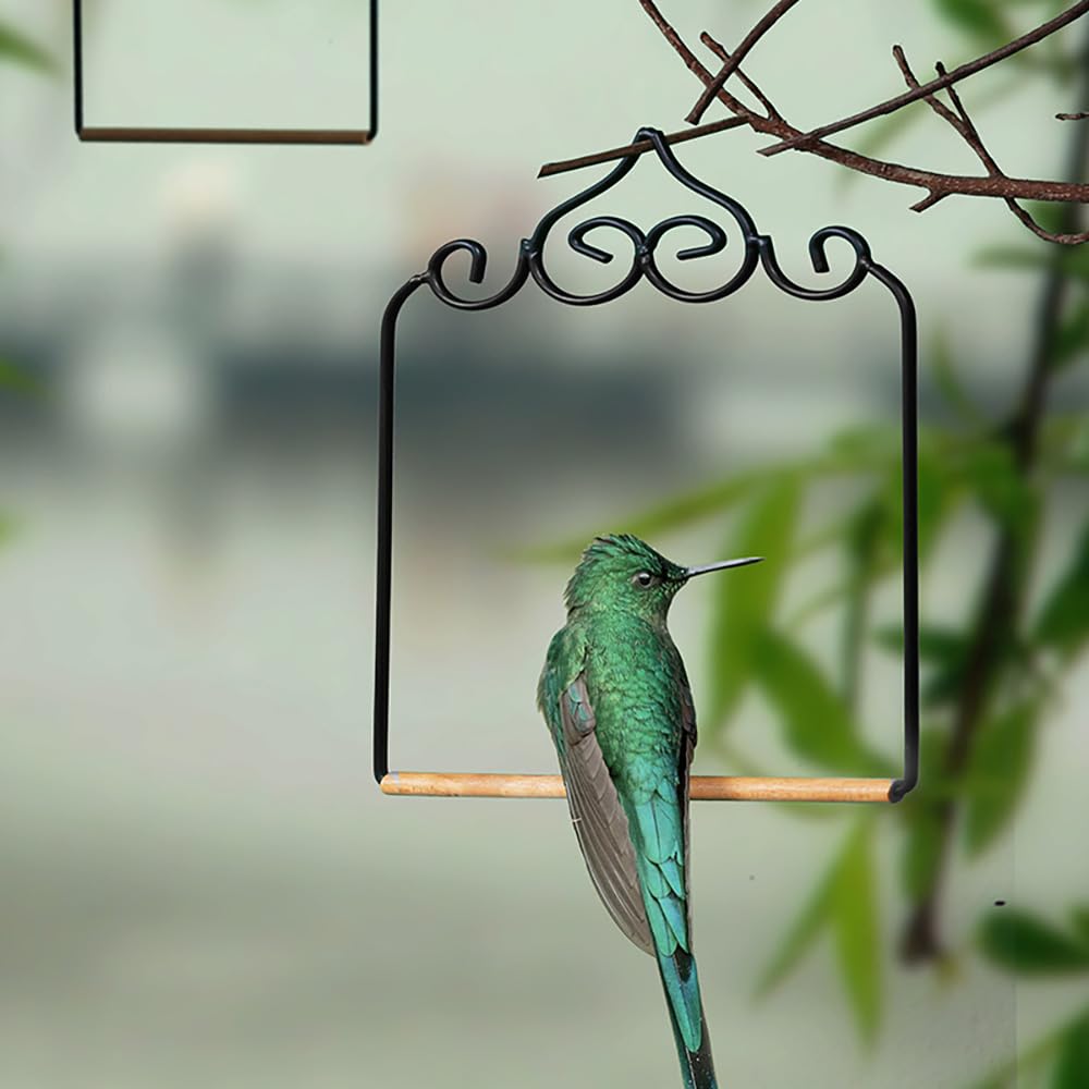 Winemana Set Di 3 Altalene Per Colibrì – Trespolo In Legno Con Struttura Metallica, Da Appendere Vicino Alla Mangiatoia