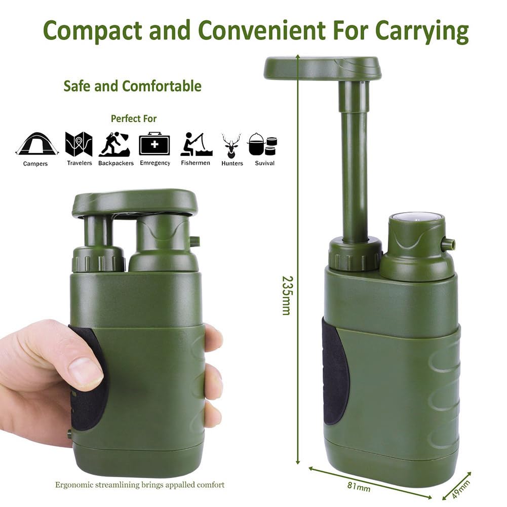 Filtro de Agua PortáTil para Exteriores Seguridad Purificador de Agua de Emergencia Herramientas de Supervivencia de Emergencia Mini Filtro de Agua para Acampar