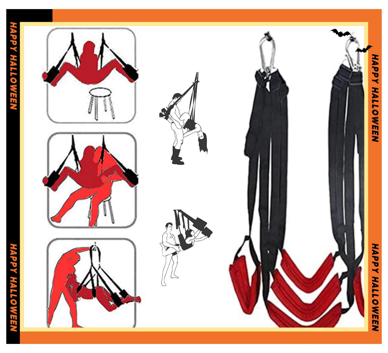 𝙨𝙚𝙭 𝙩𝙤𝙮 5 Asientos Ajustables Rojos con Reposacabezas Giratorio, Columpio De Yoga Colgante Antigravedad