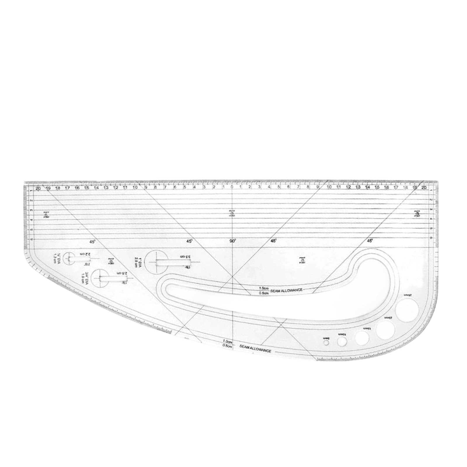 Pffiocix Clear Acrylic Pattern Creating Ruler Sewing Template Tool With 5 Round Button Cutouts Sewing Ruler For Creating 3 Eyelet Slots