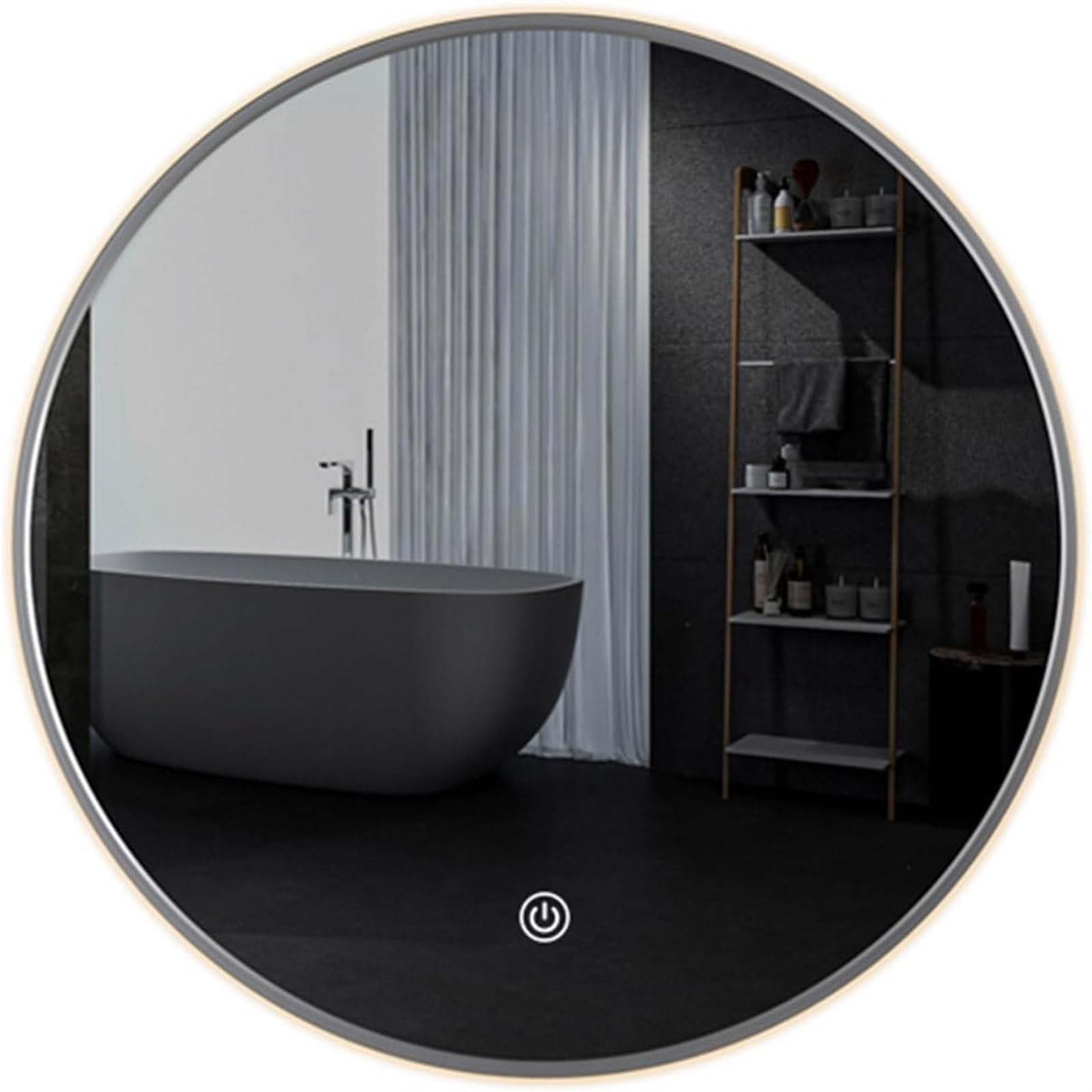 Miroir LED intelligent 50cm anti-explosion cadre gris bronze HD