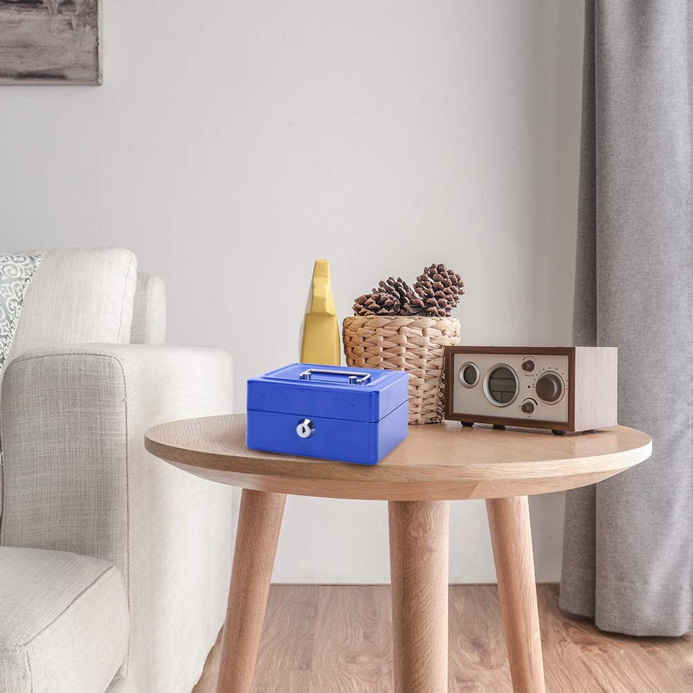 Joyzan Mini Caja Fuerte Portátil, Caja de Seguridad Hierro Bloqueable Caudales Metal con Cerradura 2 llaves Pequeña para Dainero en Efectivo Moneda Cantidades Alcancía Joyeria Hogar Viajes 15x12x7.5cm