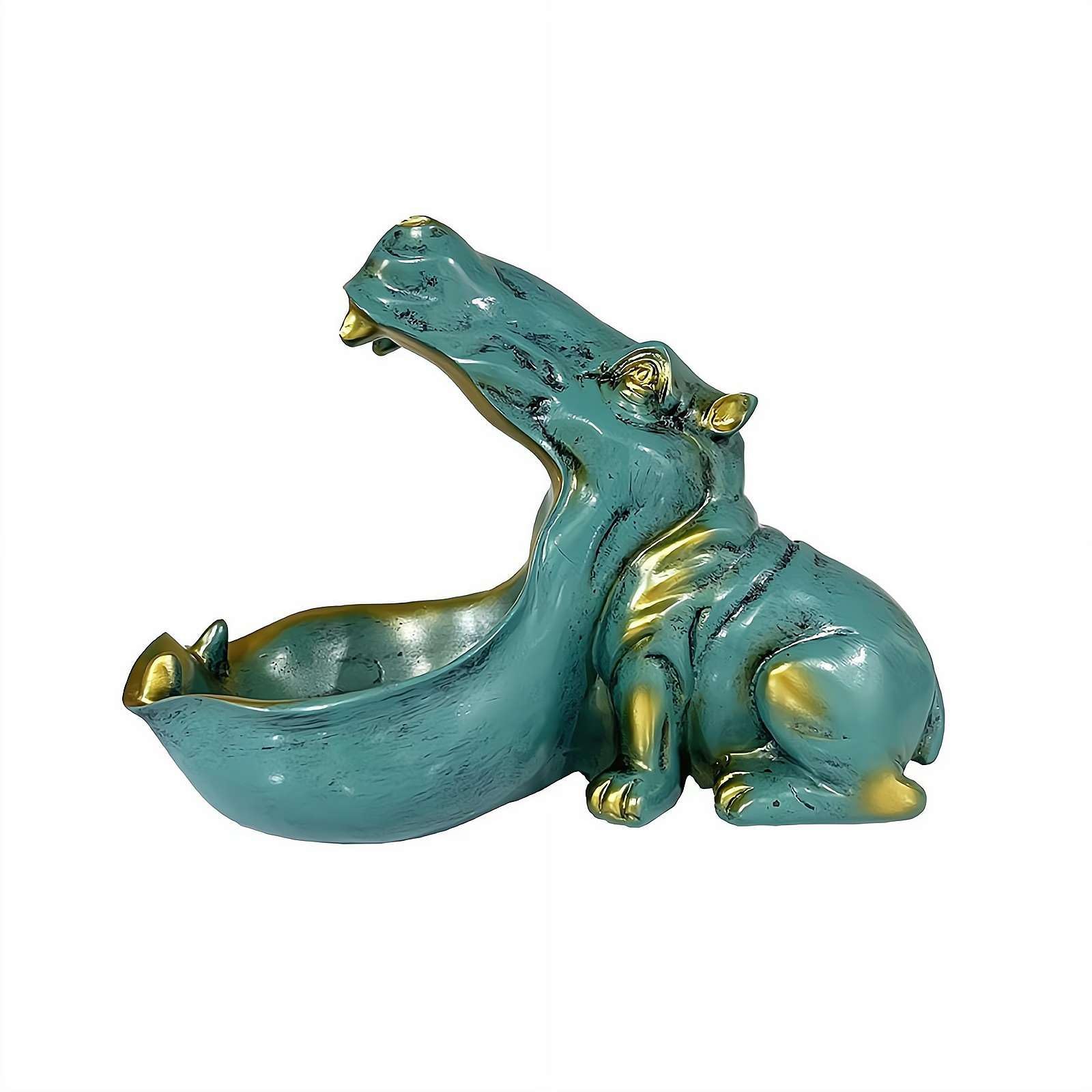 Cikiki Hippo Figurine Candy Dish,Resin Fun Big Mouth Hippo Animal Statue Candy Key Bowl for Home Entryway Office Desk,Functional Decorative Bowl for Keys Candy Remote Controls