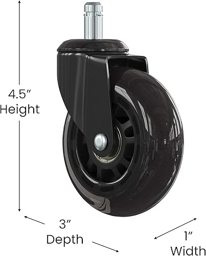 Miniatura 9 de Flash Furniture Waylon - Juego de 5 ruedas de repuesto de poliuretano transparente para sillas de juegos, negocios y oficina en casa, adecuadas para