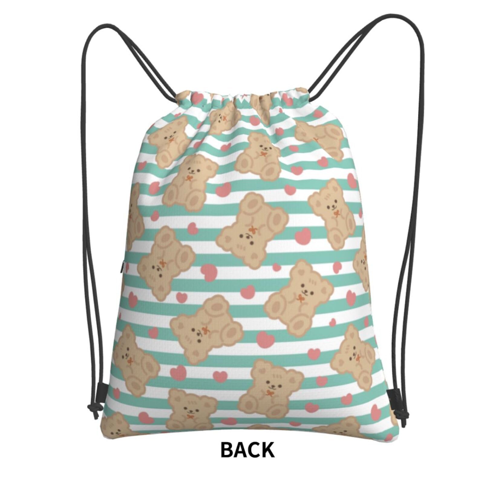 Dujiea Drawstring Backpack, Adjustable Brown Cute Kawaii Teddy Bears Gym Bag Sackpack Cinch Sports Backpack For Men Women Shopping Yoga Swimming Traveling