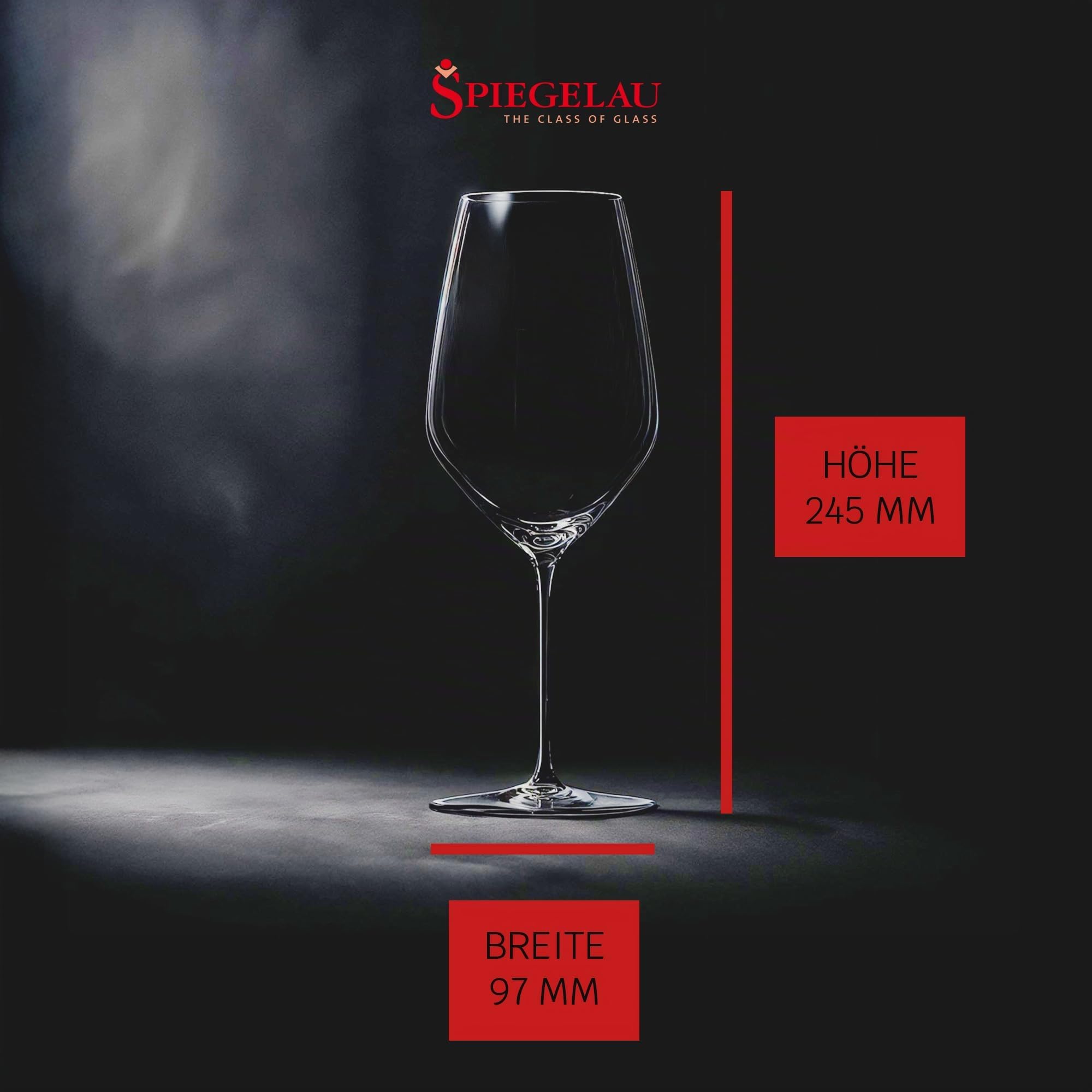 Spiegelau Rotweingläser 679 ml, 4 Stück, Hi-Lite, 1750477, Bordeaux Gläser aus Kristallglas, Weingläser Rotwein spülmaschinenfest