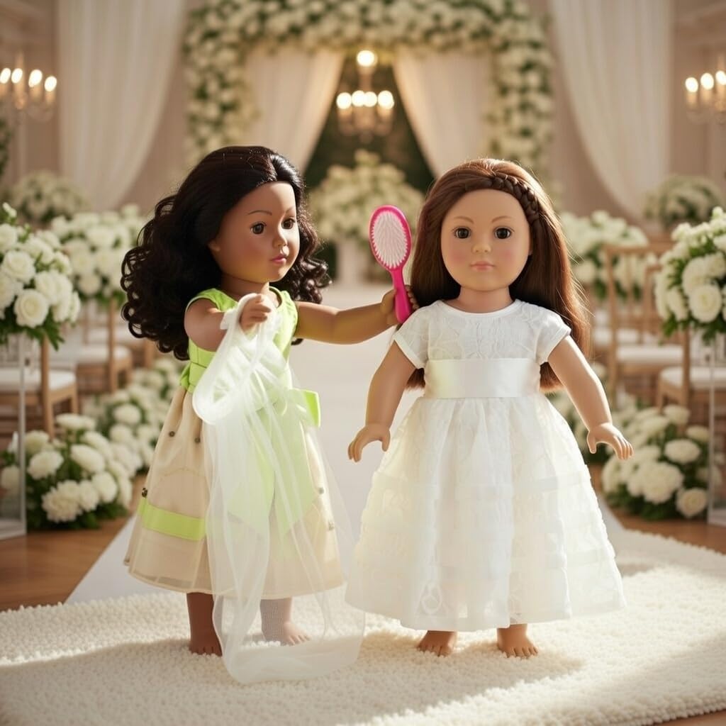 Emily Rose 18 Inch Doll Wedding Dress with Veil – White Bridal Gown & First Communion Outfit for American Girl Dolls
