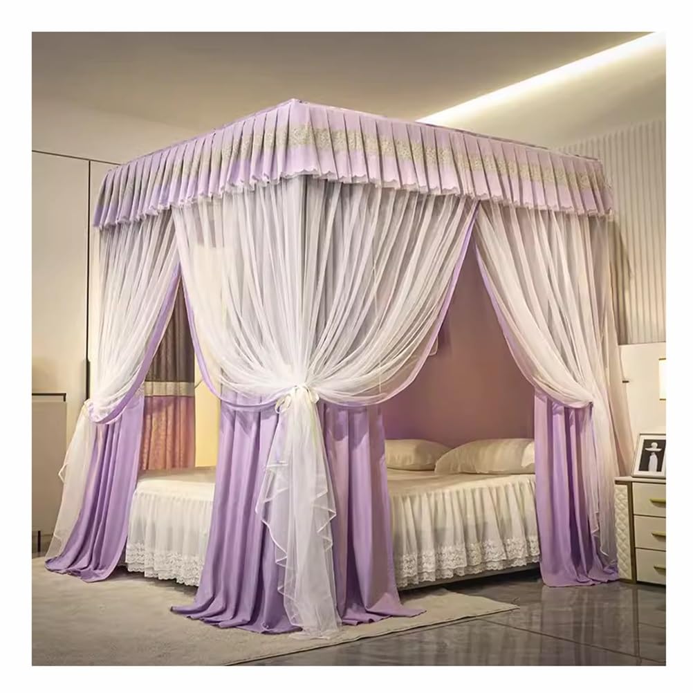 Dosel de cama morado suave y duradero con mosquitera de alta resistencia 150x200