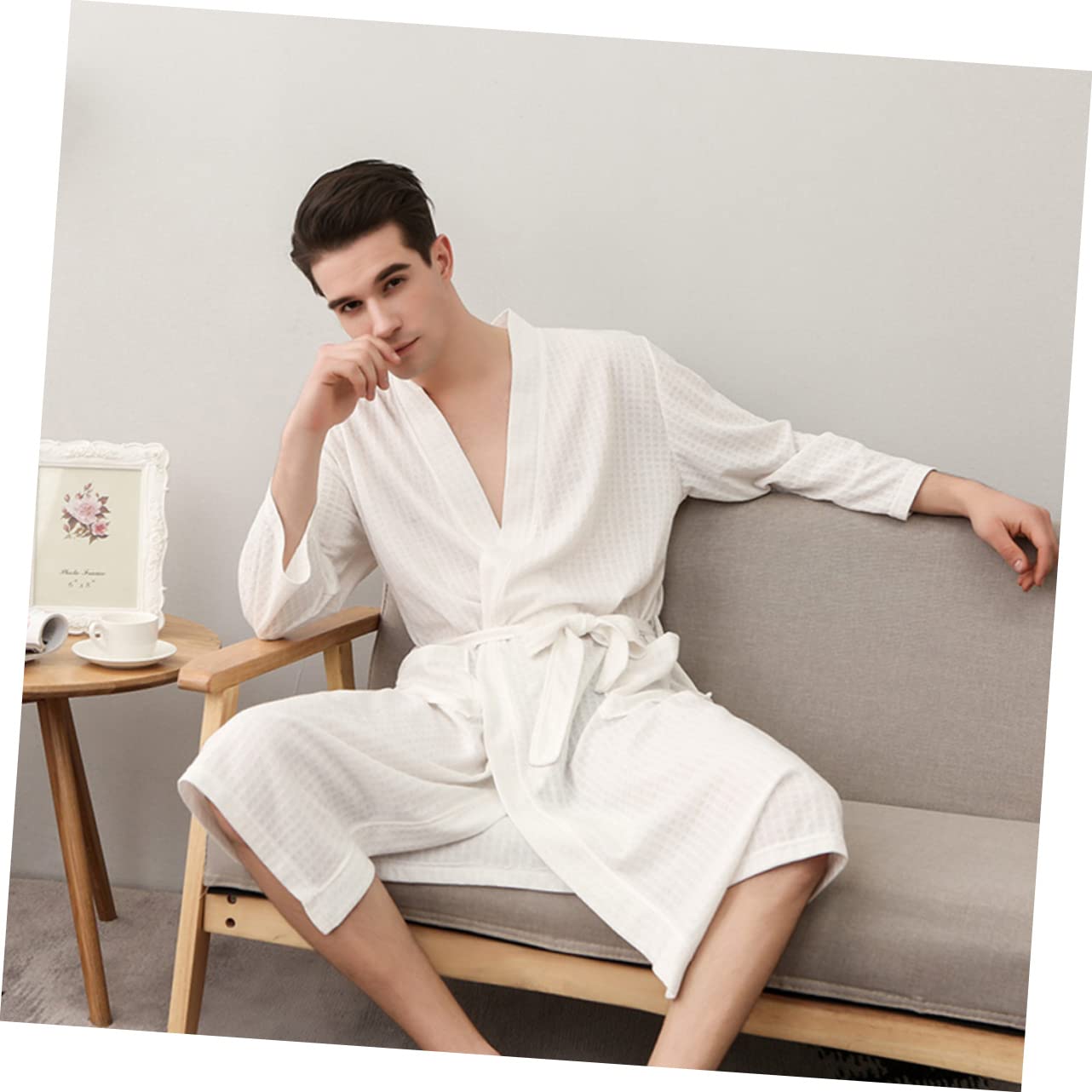 COLLBATH Robe de Nuit Couple Homme Xl en Polyester Blanc, 1 Pièce