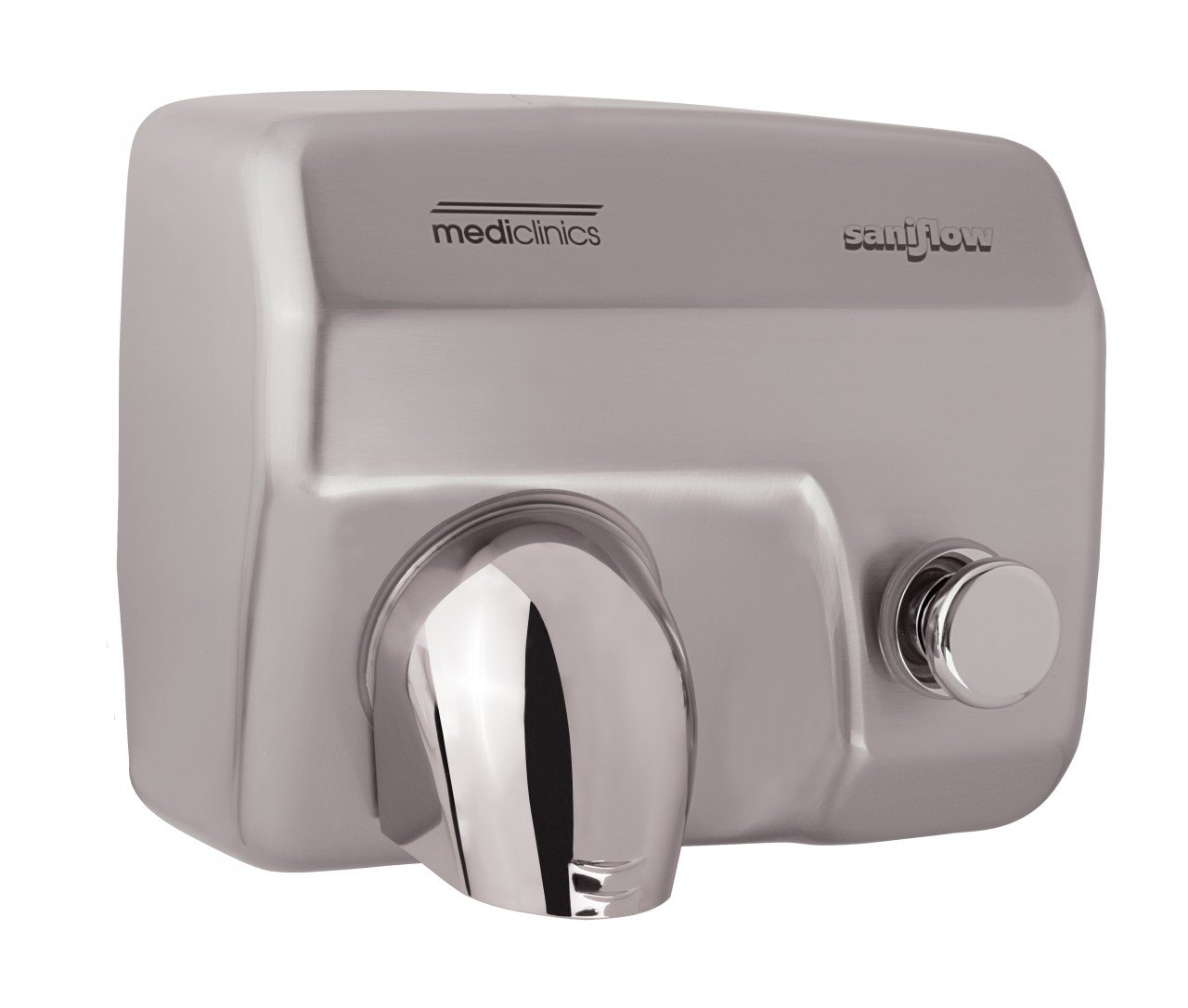 Saniflow E88CS Push Button Operated Hand Dryer, Steel One-piece Cover with Satin (Brushed) Chrome Plated Steel 5/64