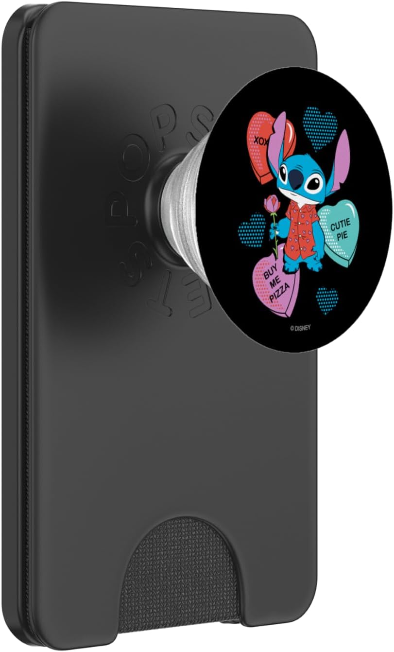 Disney Stitch Candy Hearts Buy Me Pizza Valentine's Day PopSockets PopWallet for MagSafe