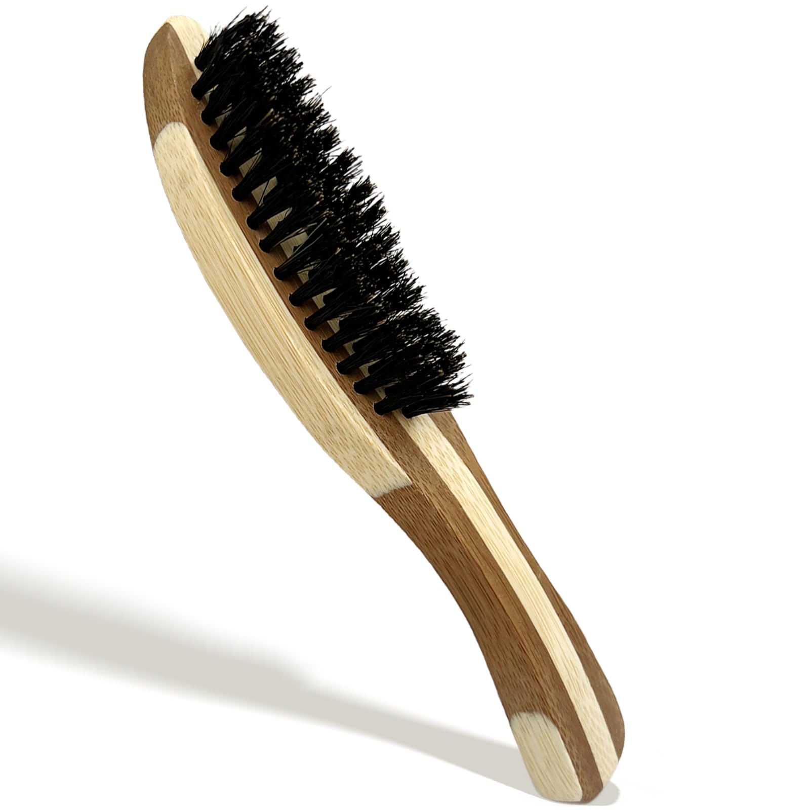 Beard Brush for Men – Ergonomic Curved Design for Beard & Mustache Grooming and Styling – Promotes Beard Growth – Portable and Travel-Friendly