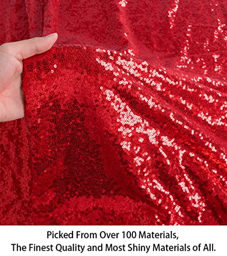 3 Feet 1 Yards Red Sequin Fabric, By The Yard, Sequin Fabric, Tablecloth, Linen, Sequin Tablecloth, Table Runner Photo Booth Backdrop (Red) #TOP2