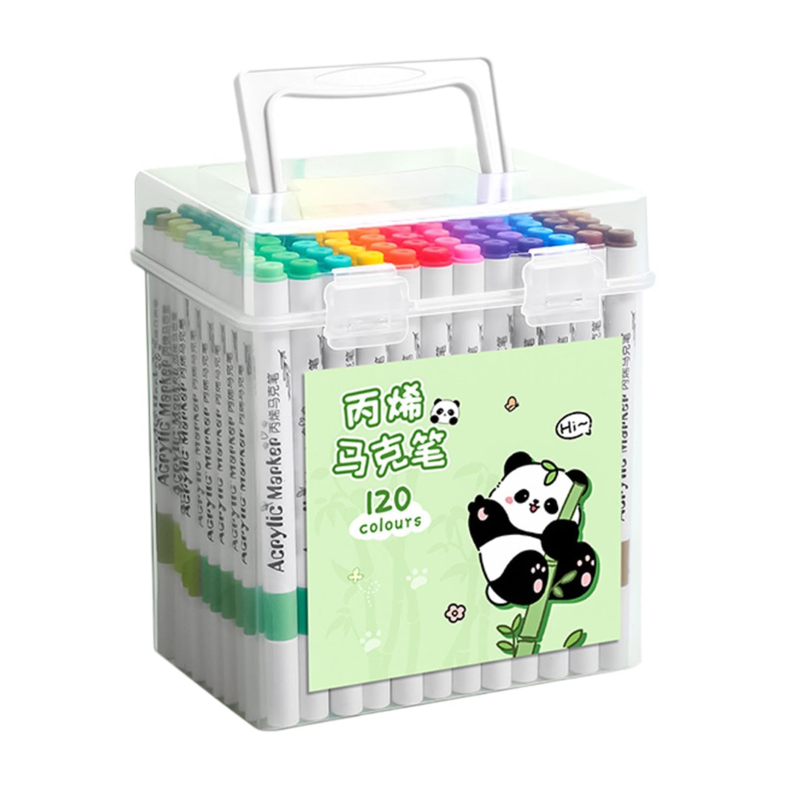 LOVIVER 120 Couleurs Marqueurs de Peinture Acrylique avec Étui de Transport, Imperméables et Lavables pour Adultes, Stylos de Peinture Acrylique, Marqueurs de Dessin