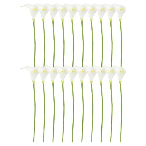 20pcs Artificial Calla Lily Bouquet, White PU Fake Flowers