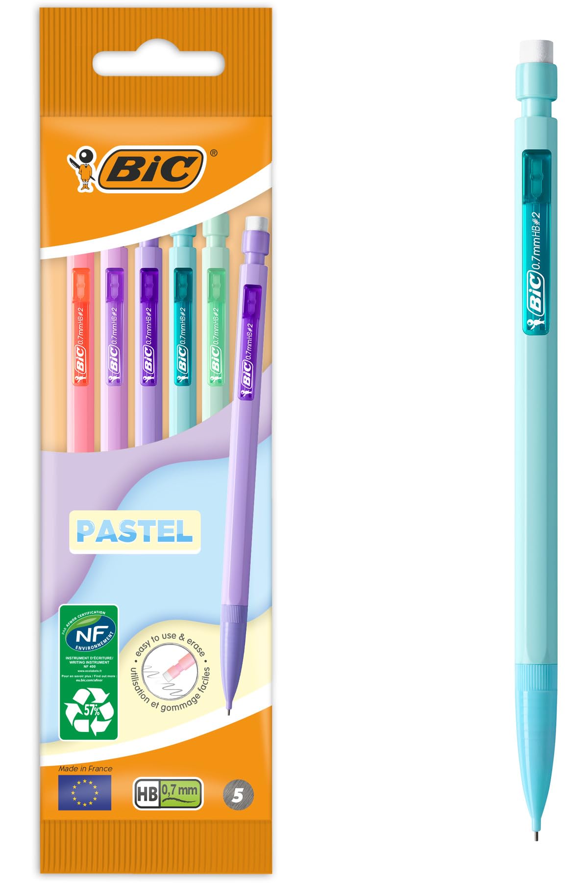 BIC MATIC® Bustina 5 portamine corpo pastello 0,7 HB