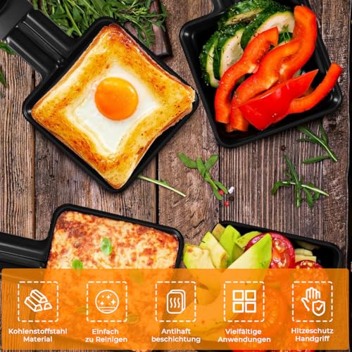 LeuKoles Pack of 4 Raclette Grill Pans, Non-Stick Coating Mini Cheese Pans, Additional Raclette Harnesses for Raclette Grill (Pack of 4) - Image 3