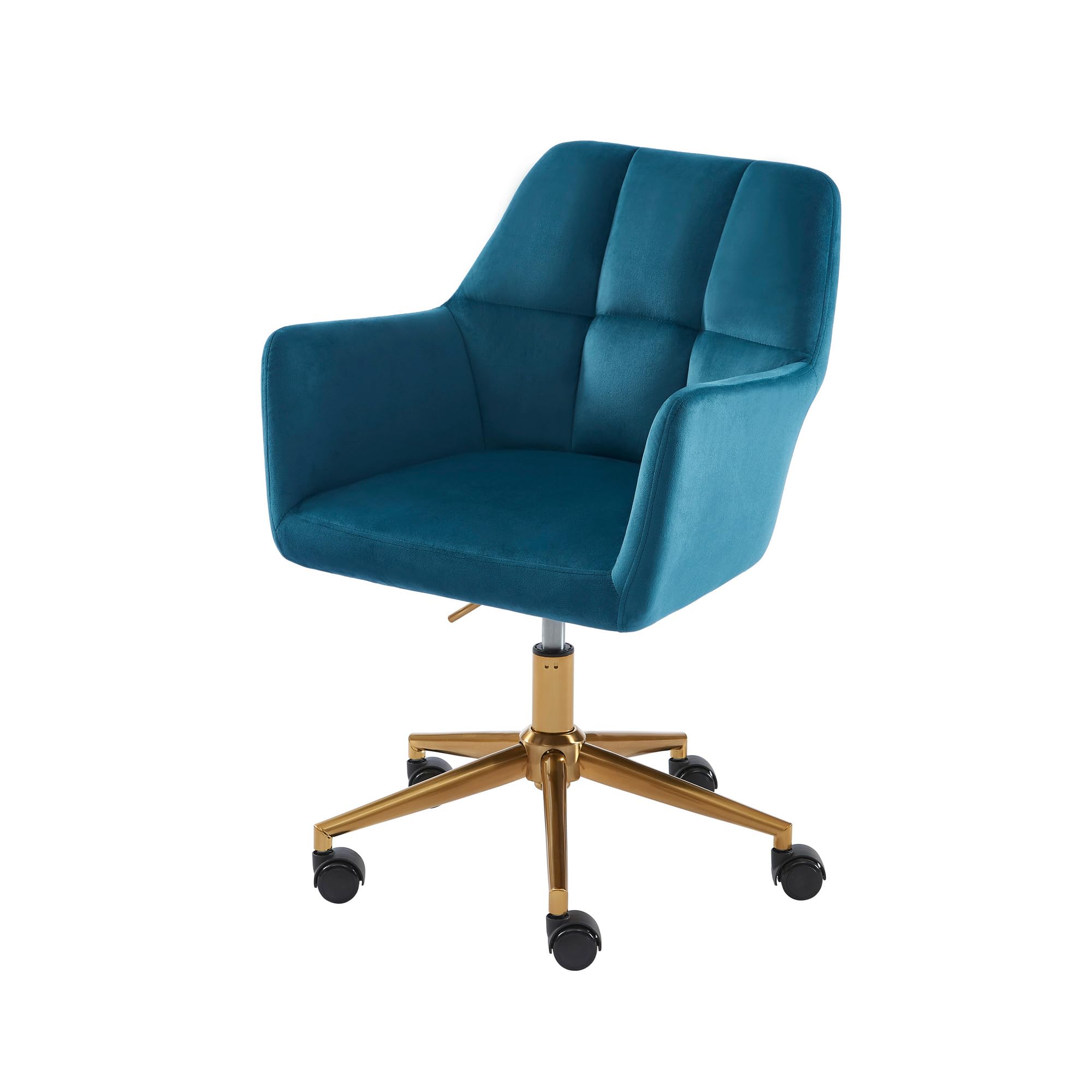 BAÏTA - Silla de Oficina Mónaco de Terciopelo Azul con Patas Doradas